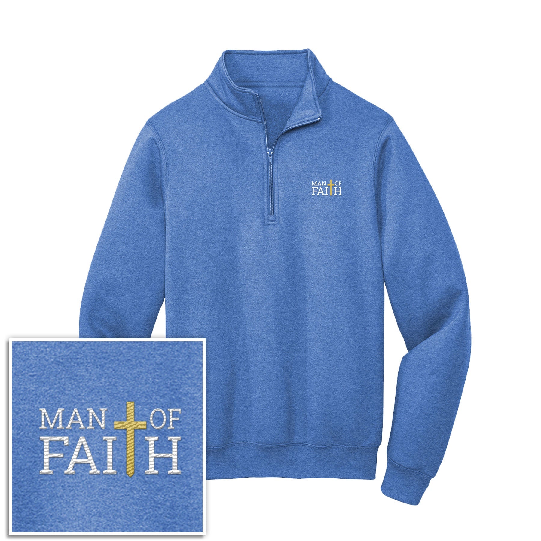 Man Of Faith 1/4 - Zip Pullover Sweatshirt - Our True God