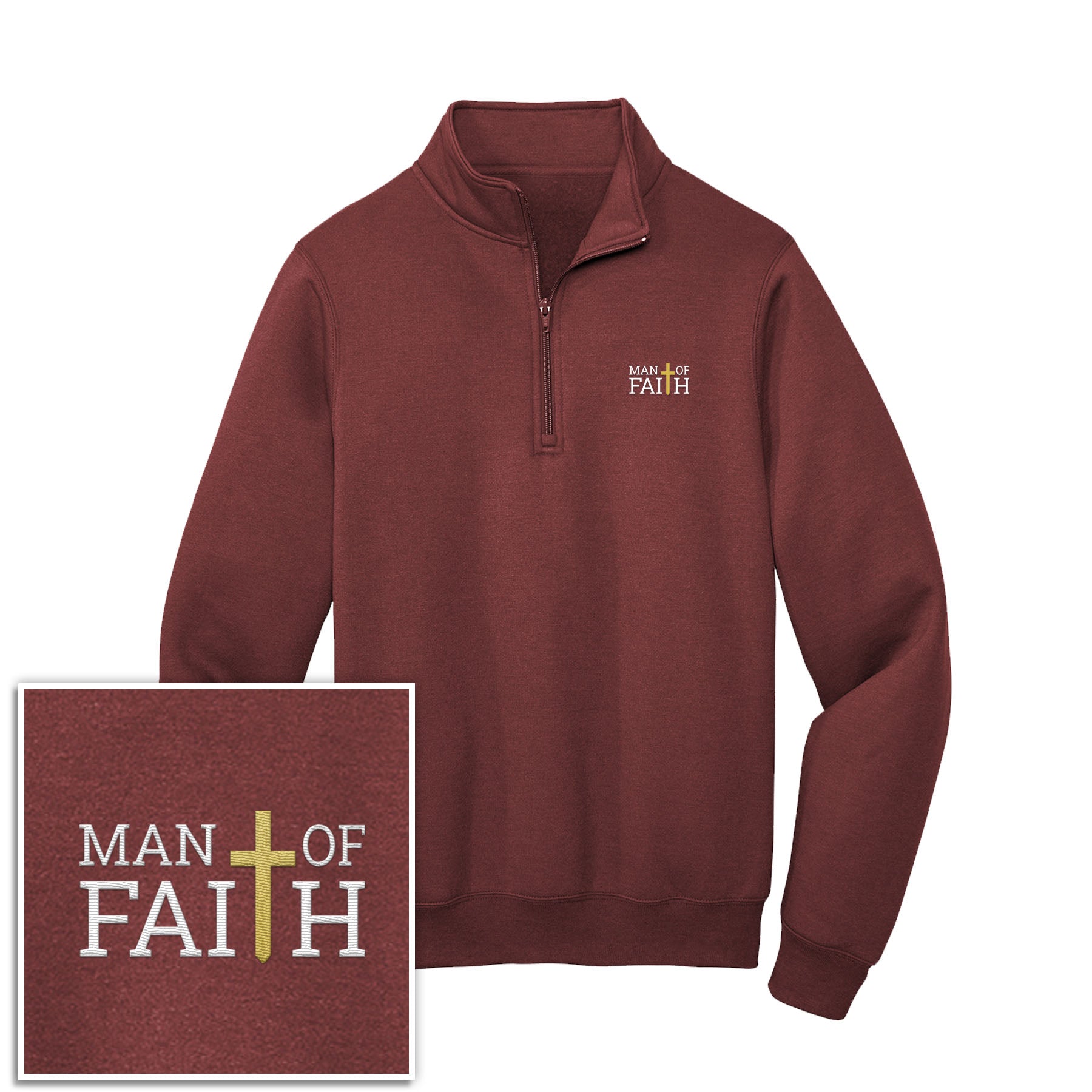 Man Of Faith 1/4 - Zip Pullover Sweatshirt - Our True God