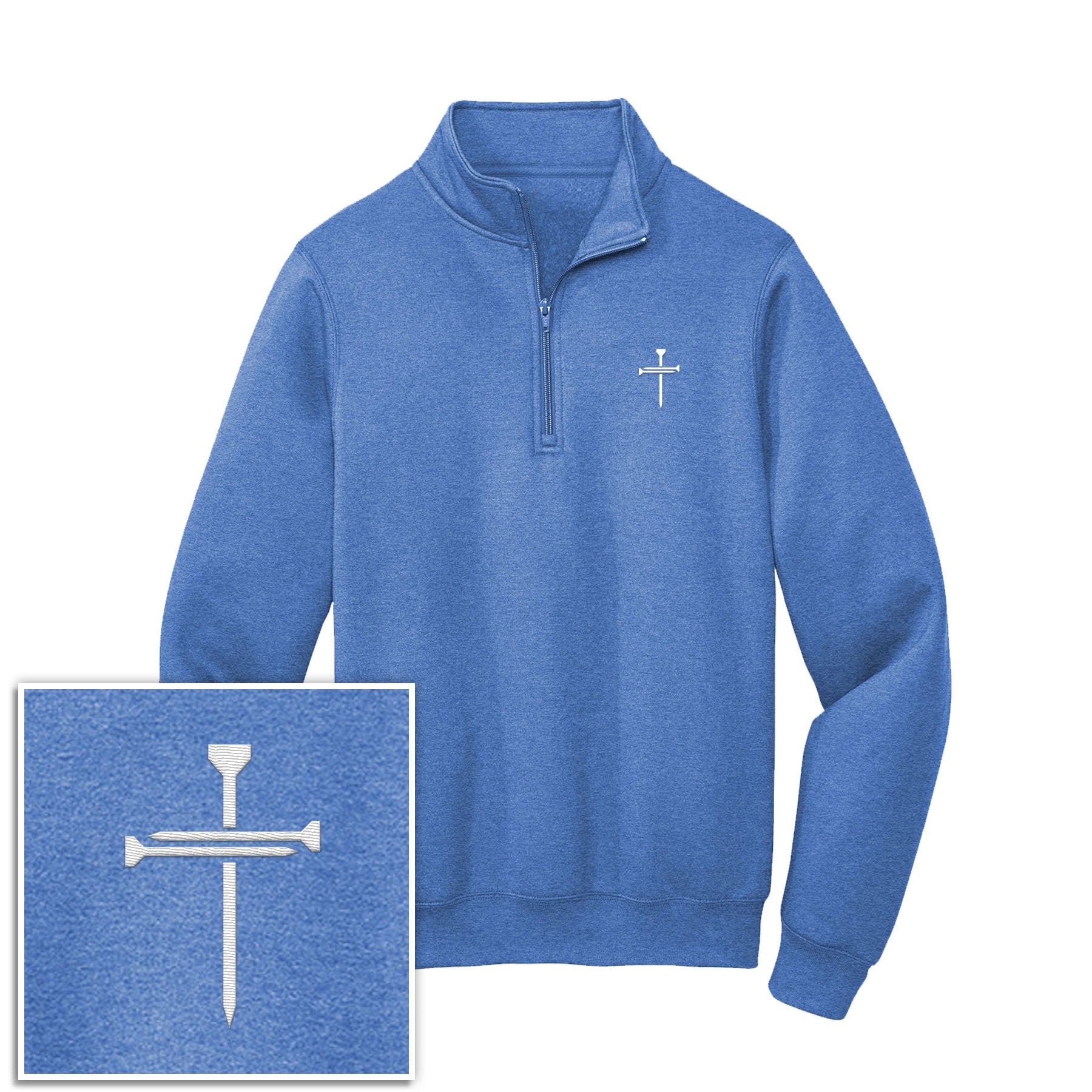 Nail Cross 1/4 - Zip Pullover Sweatshirt - Our True God