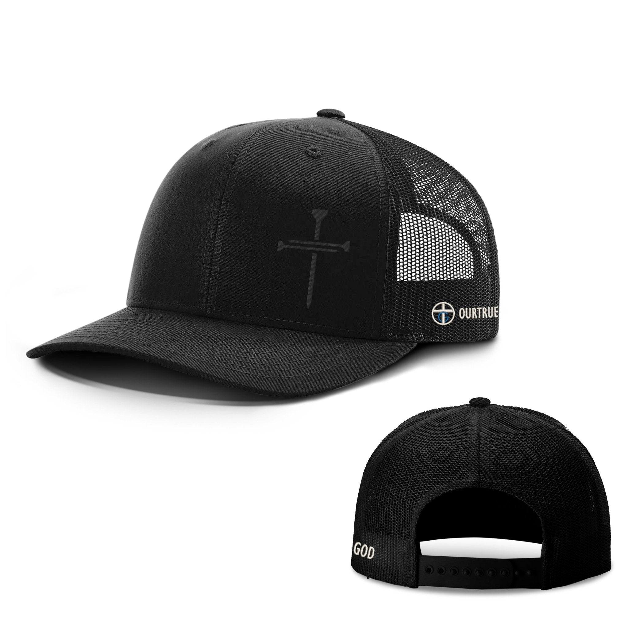 Nail Cross Lower Left Blackout Version Richardson Hats - Our True God