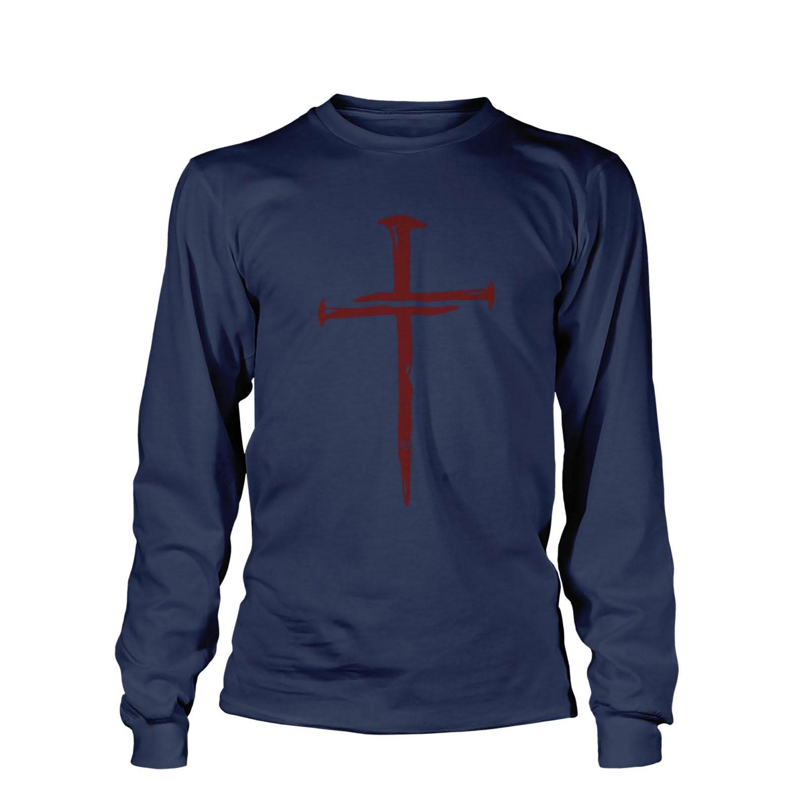 Nail Cross Maroon Long Sleeves T-Shirt - Our True God