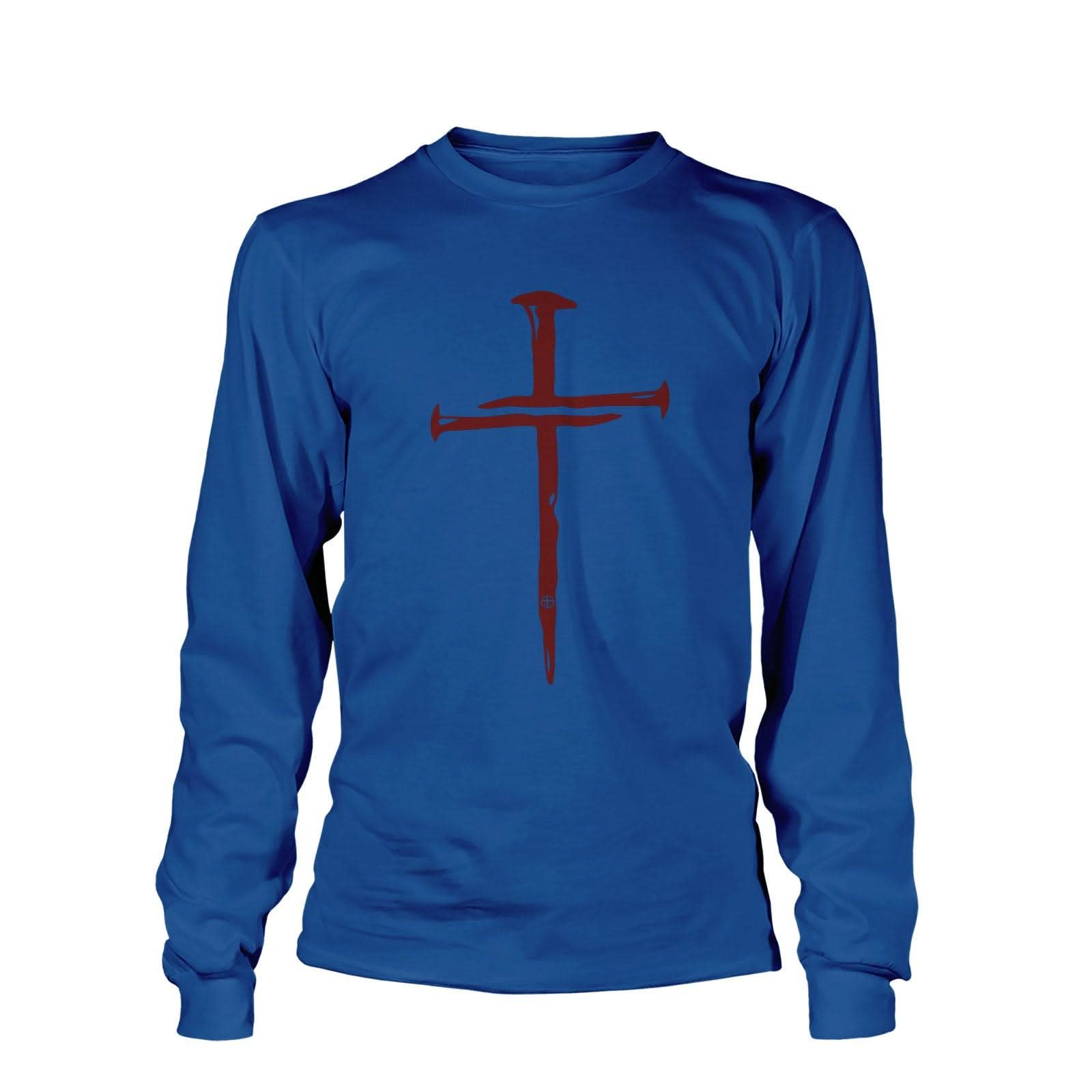Nail Cross Maroon Long Sleeves T-Shirt - Our True God