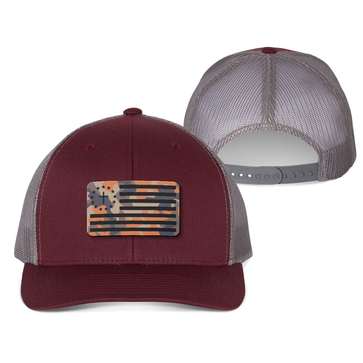 One Nation Under God Flag Orange Camo Patch Fall Collection Hats - Our True God