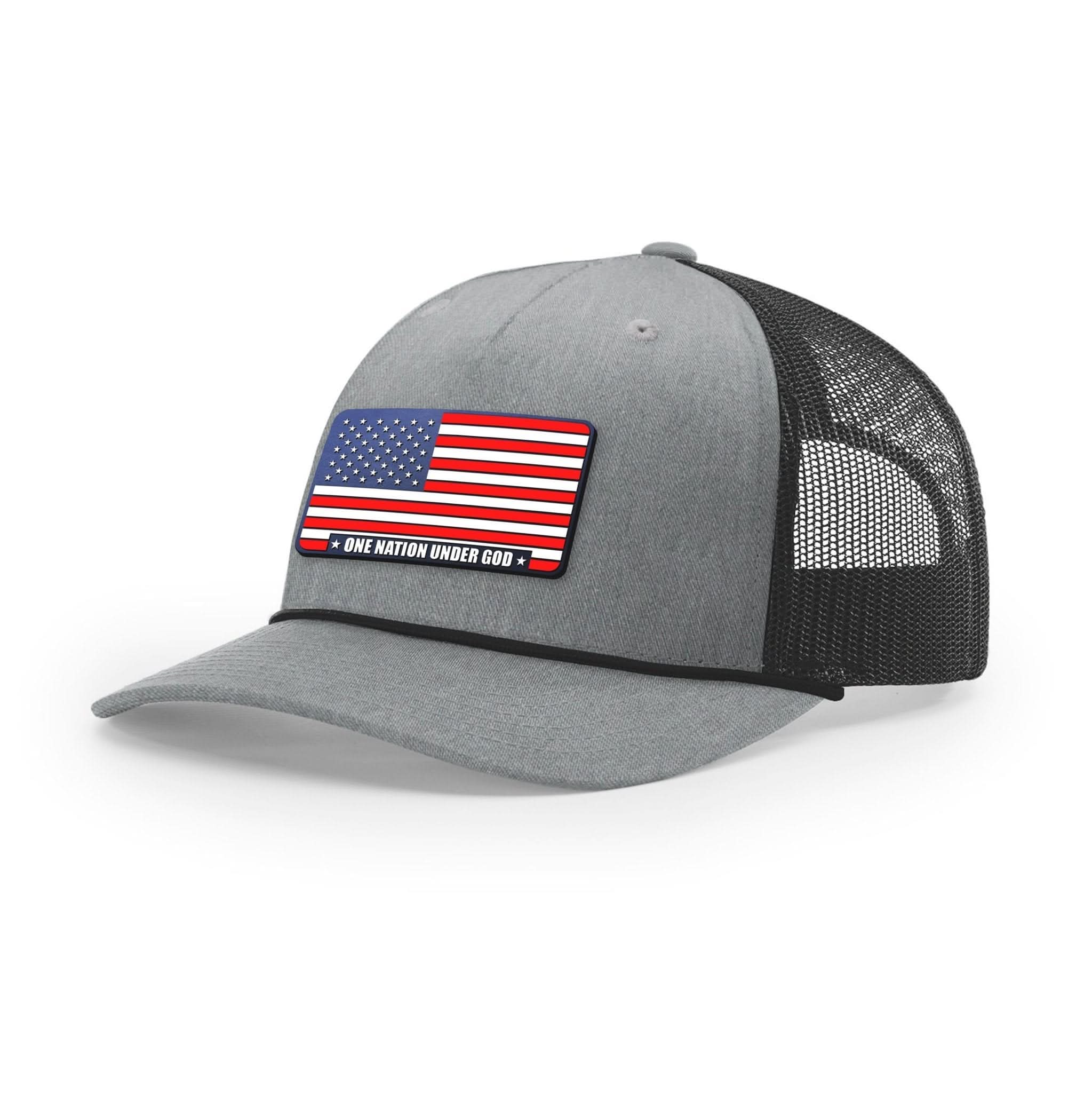 One Nation Under God Stars and Stripes Patch Rope Trucker Hats - Our True God