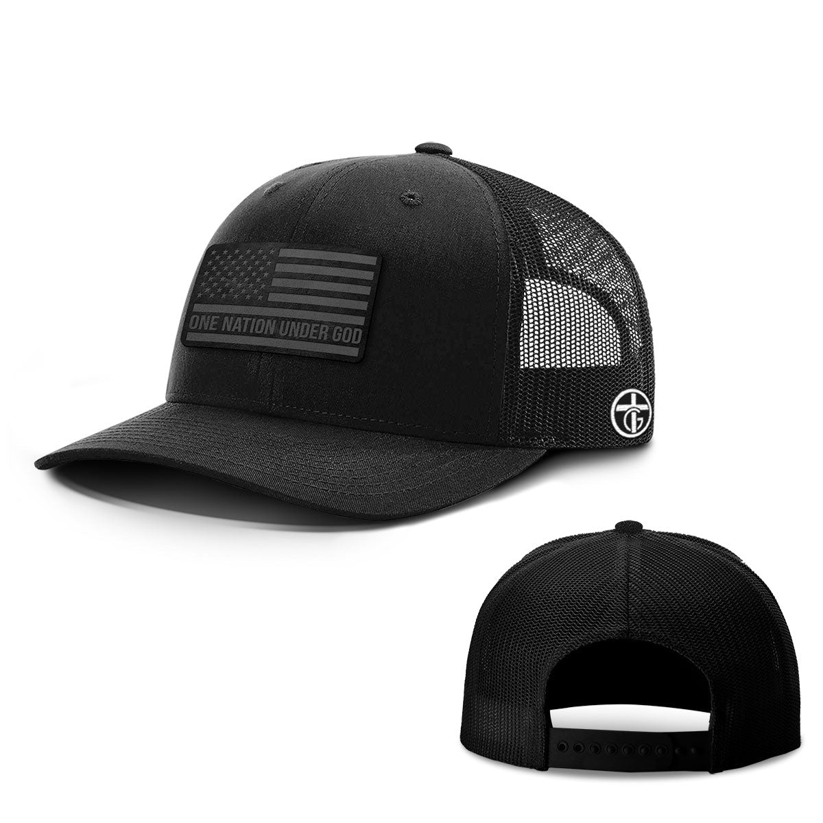 One Nation Under God V2 Blackout Version Patch Hats - Our True God