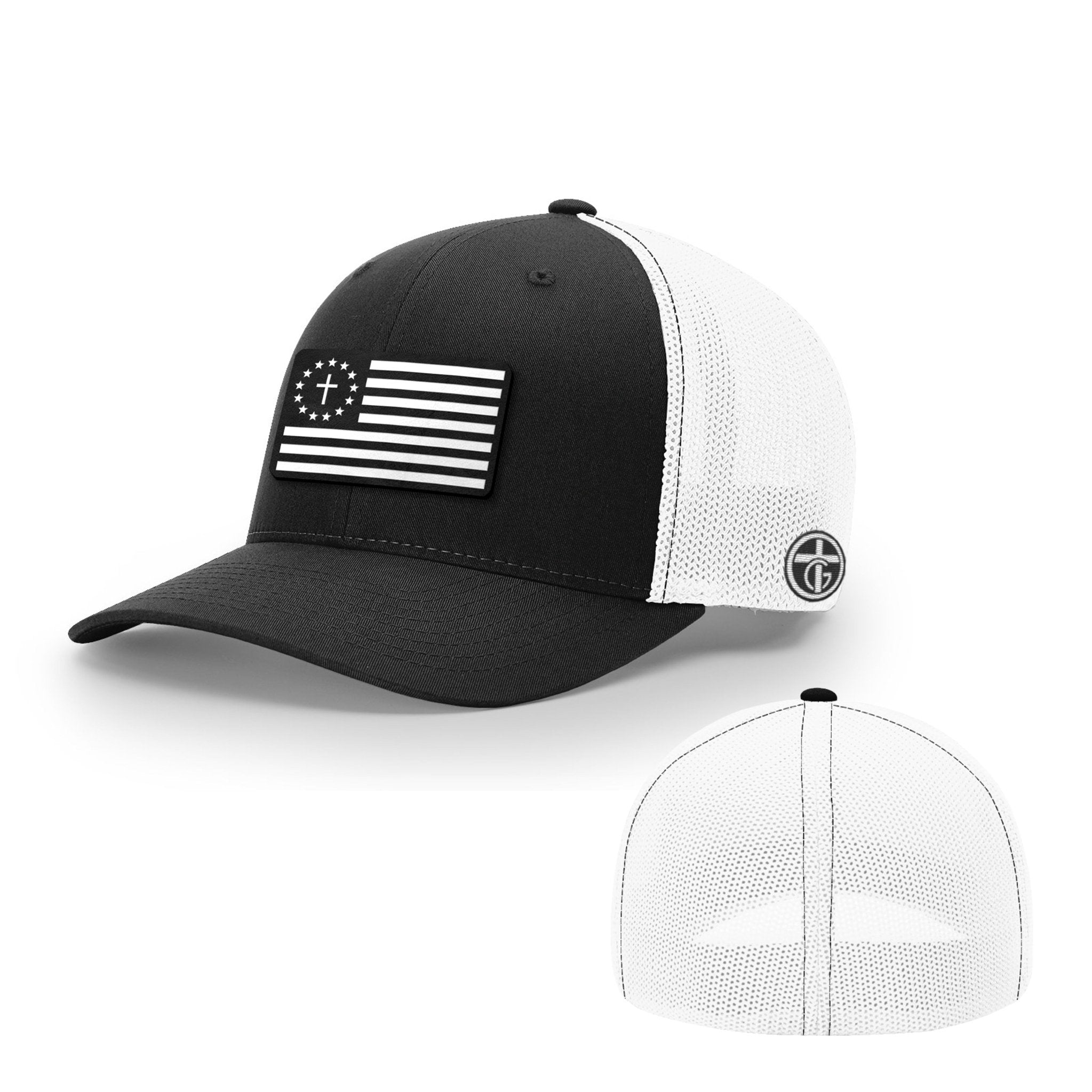 One Nation Under God White Leather Patch Hat - Snapback & Flexfit - Our True God