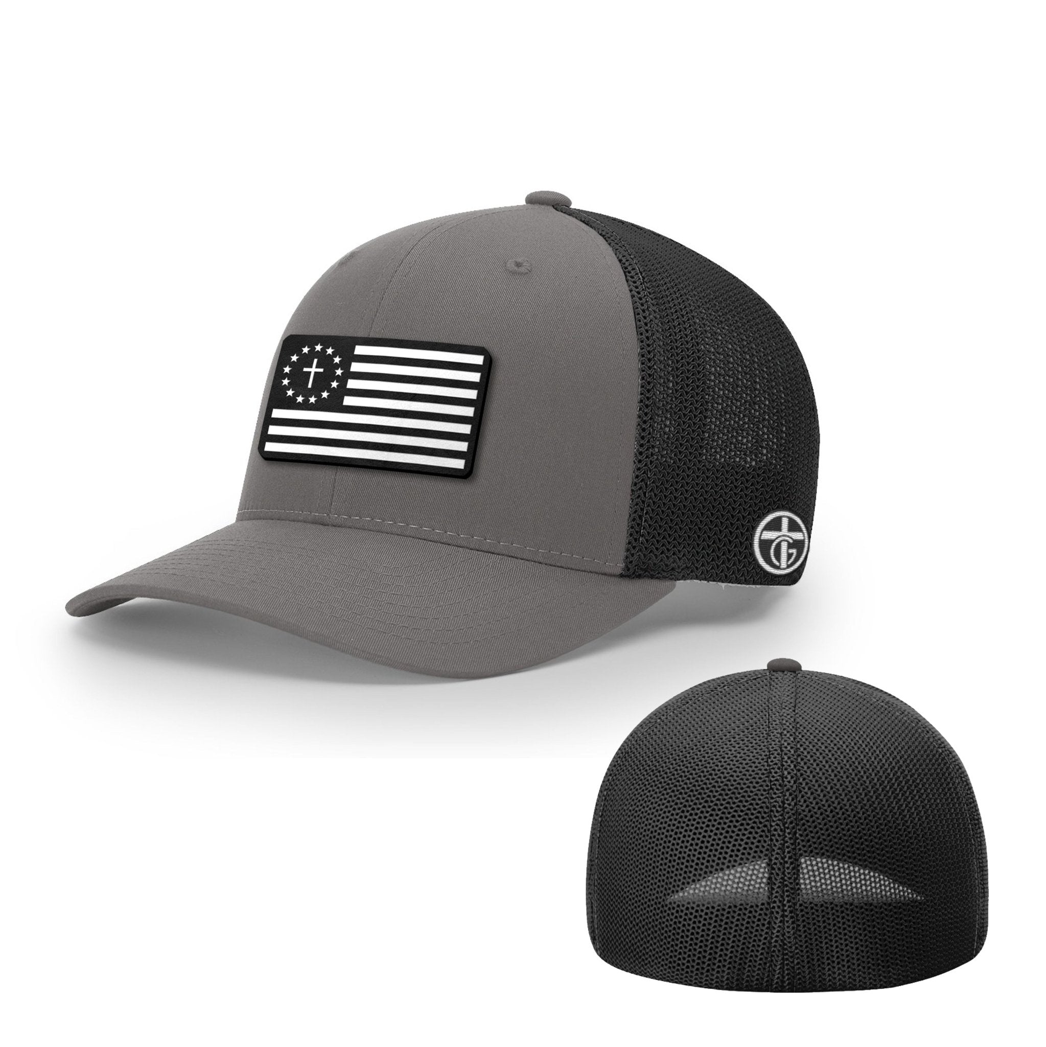 One Nation Under God White Leather Patch Hat - Snapback & Flexfit - Our True God