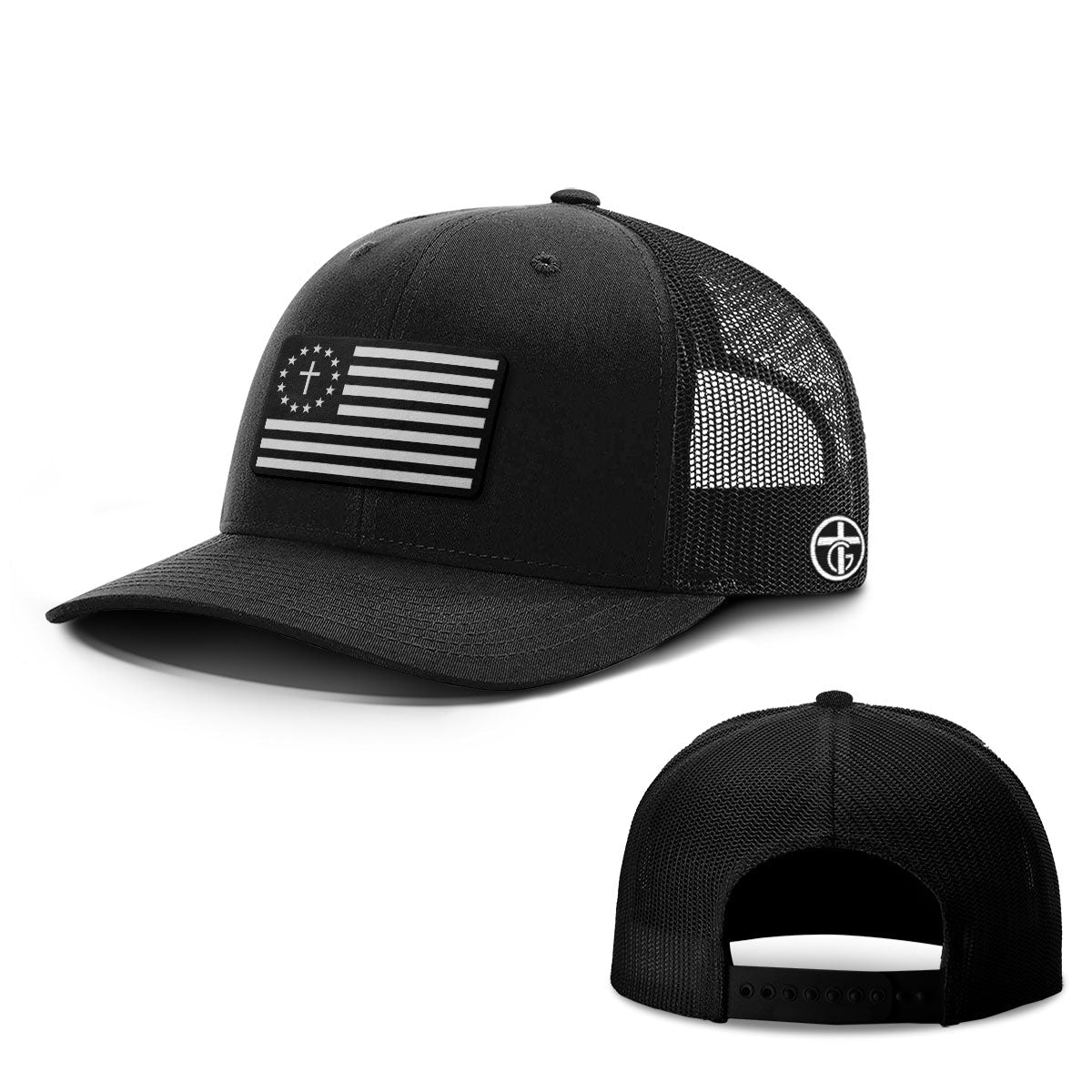 One Nation Under God White Leather Patch Hat - Snapback & Flexfit - Our True God