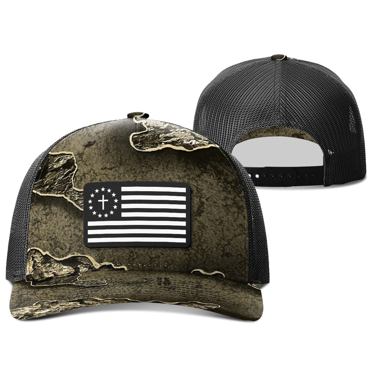 One Nation Under God White Leather Patch Hunting Hats - Our True God