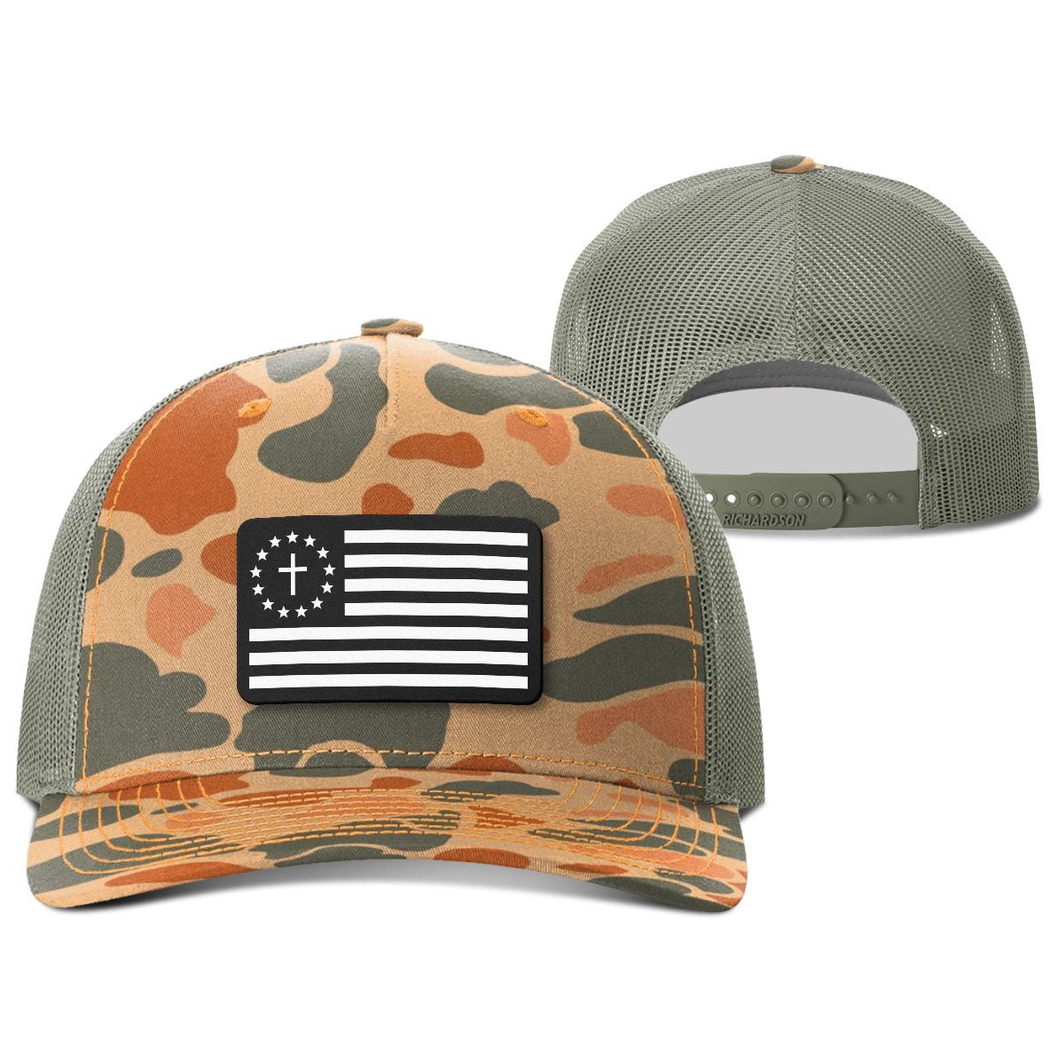 One Nation Under God White Leather Patch Hunting Hats - Our True God