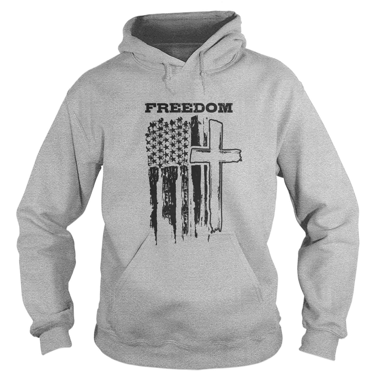 Our True God Apparel Freedom Cross Vertical Flag Long Sleeve T-Shirt