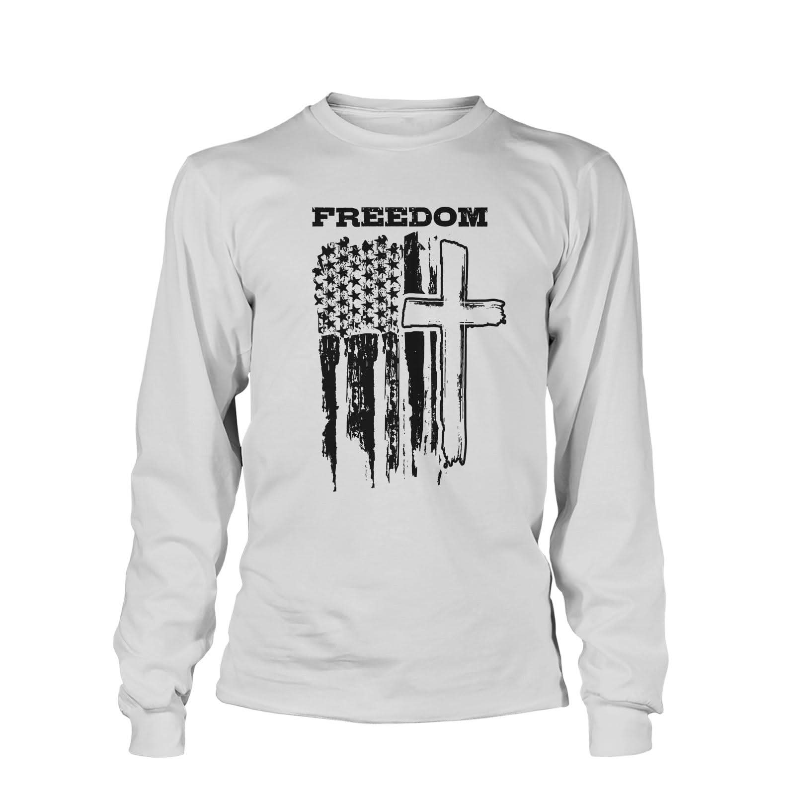 Our True God Apparel Freedom Cross Vertical Flag Long Sleeve T-Shirt