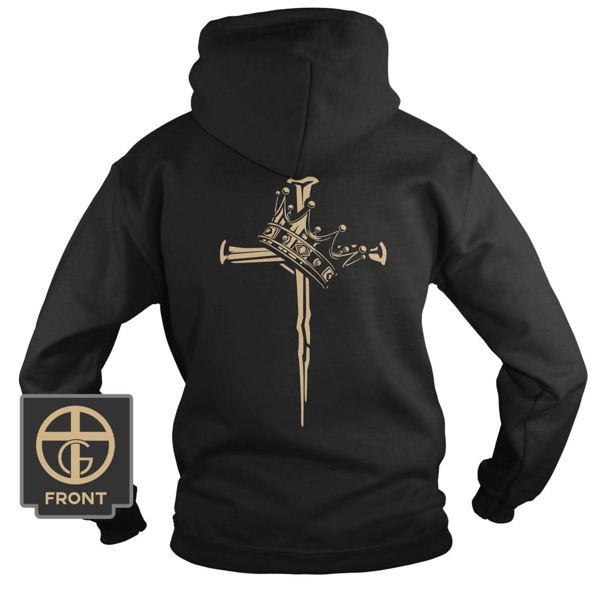 Our True God Apparel Hoodie / Black / S Cross and Crown (Back Print)
