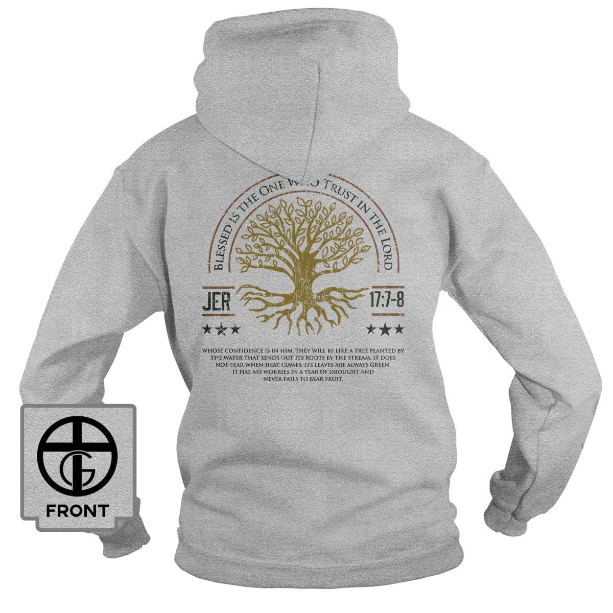 Our True God Apparel Hoodie / Grey / S Blessed Is The One Who Trust In The Lord Hoodie (Back Print)