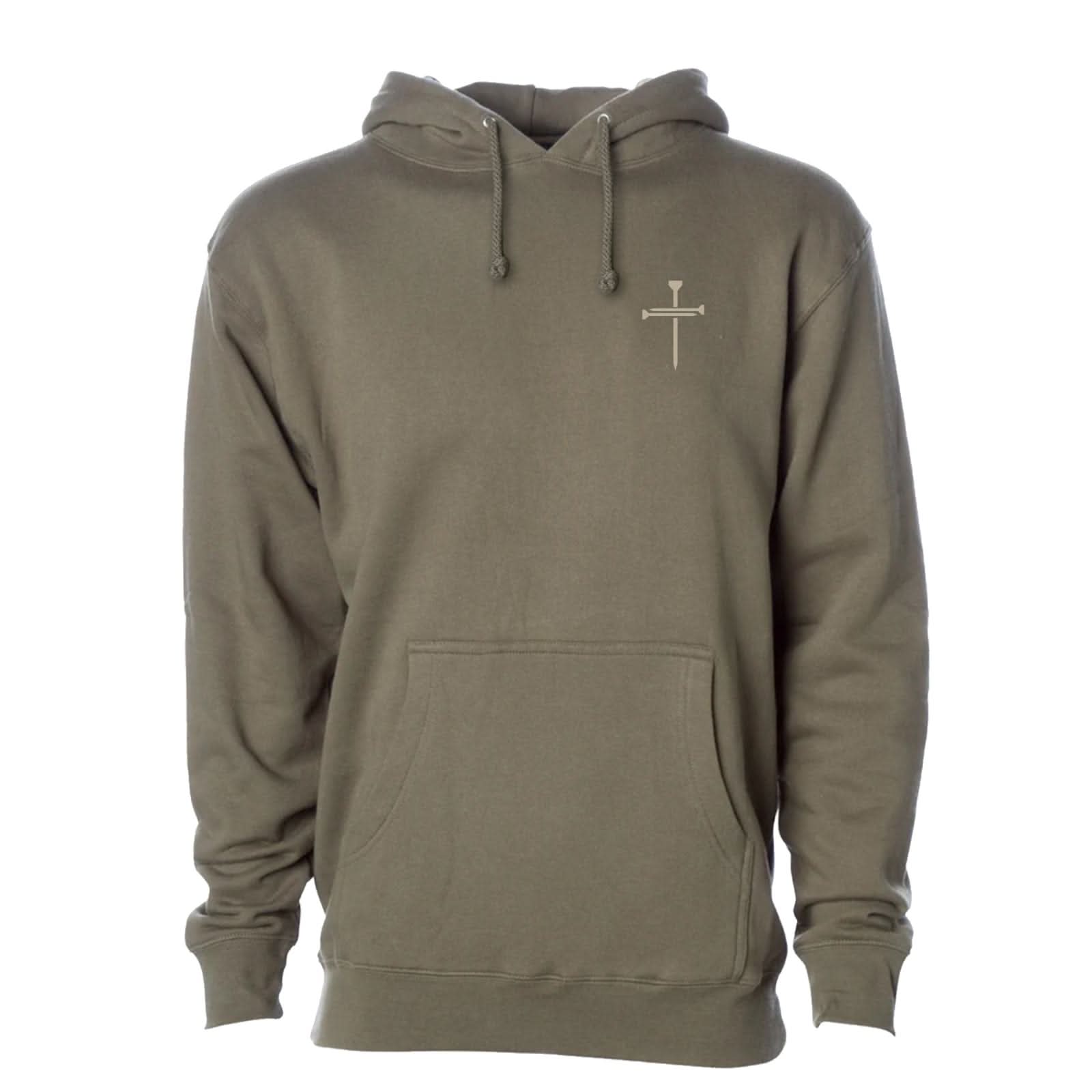 Our True God Apparel Hoodie / Military Green / S Nail Cross Left Chest Fall Edition