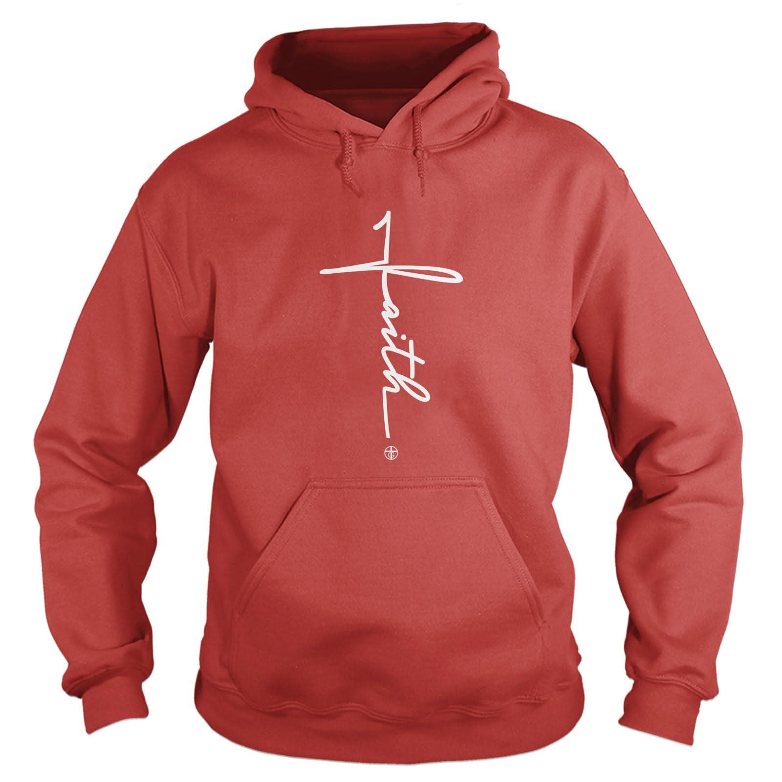 Our True God Apparel Hoodie / Red / S Faith Cross Hoodie