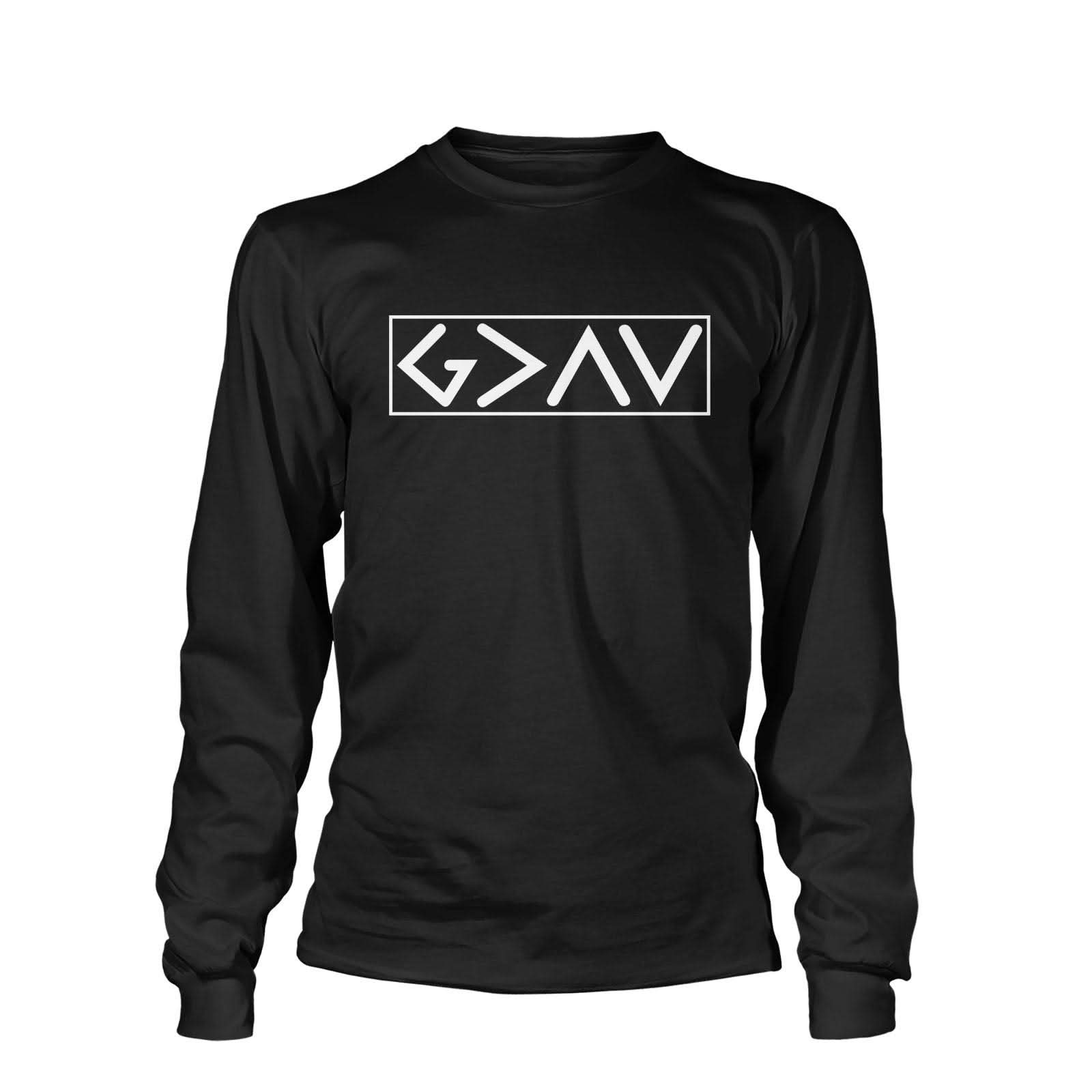 Our True God Apparel Long Sleeves / Black / S God is Greater than the High and Lows Long Sleeve T-Shirt