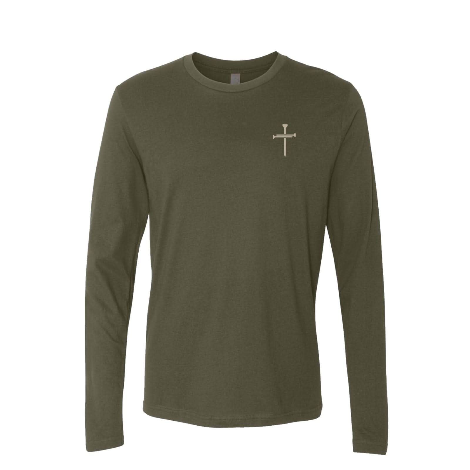 Our True God Apparel Long Sleeves / Military Green / S Nail Cross Left Chest Fall Edition