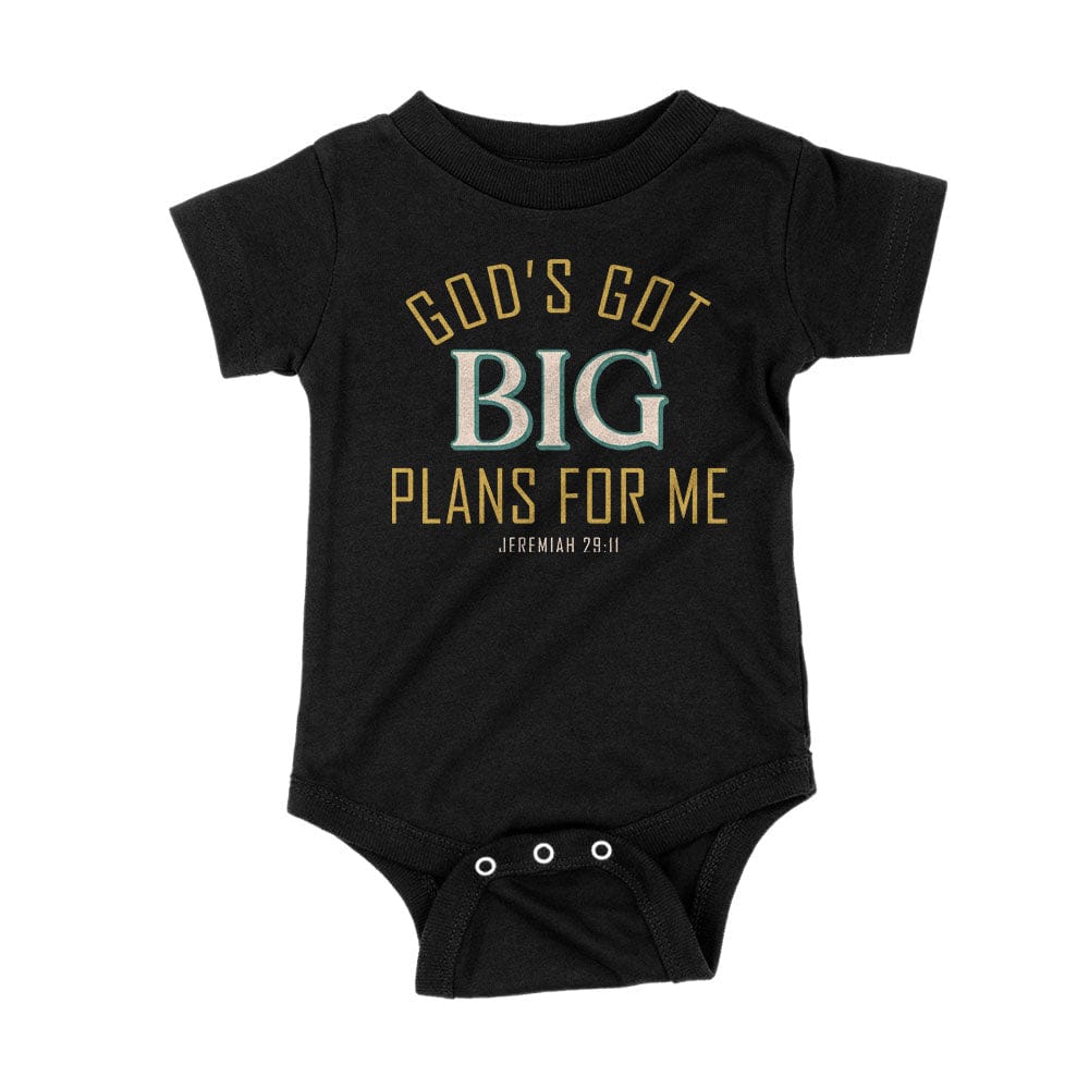 Our True God Apparel Onesie / Black / NB God's Got Big Plans For Me - Jeremiah 29:11 Kids Shirts