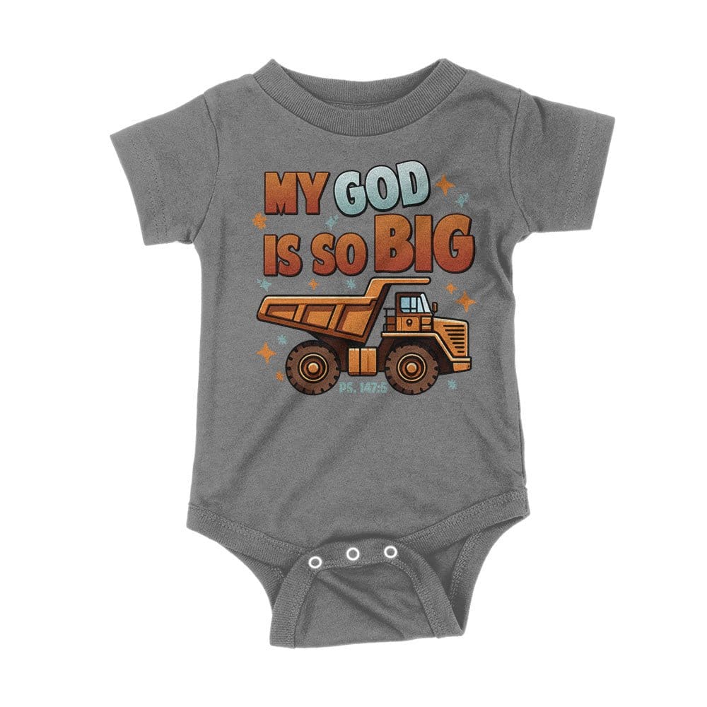 Our True God Apparel Onesie / Charcoal / NB My God Is So Big Kids Shirts