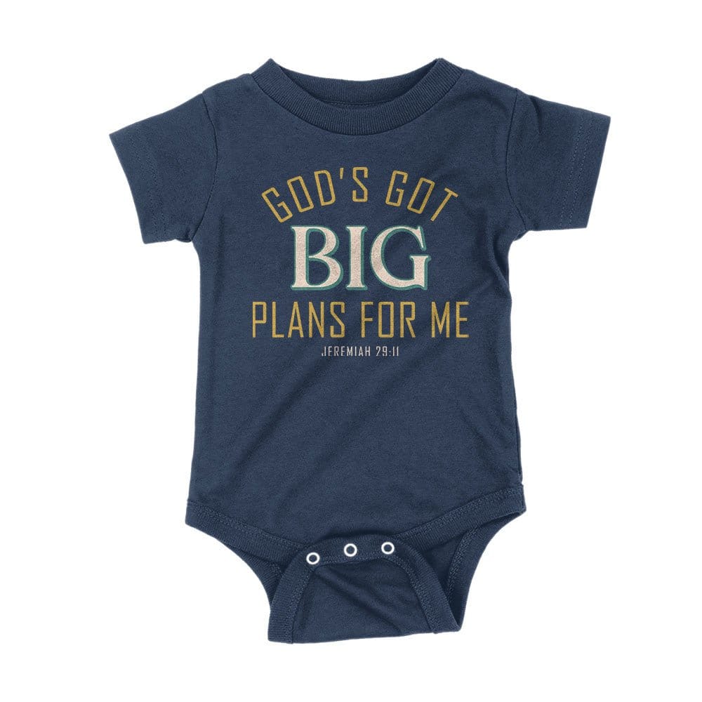 Our True God Apparel Onesie / Navy Blue / NB God's Got Big Plans For Me - Jeremiah 29:11 Kids Shirts