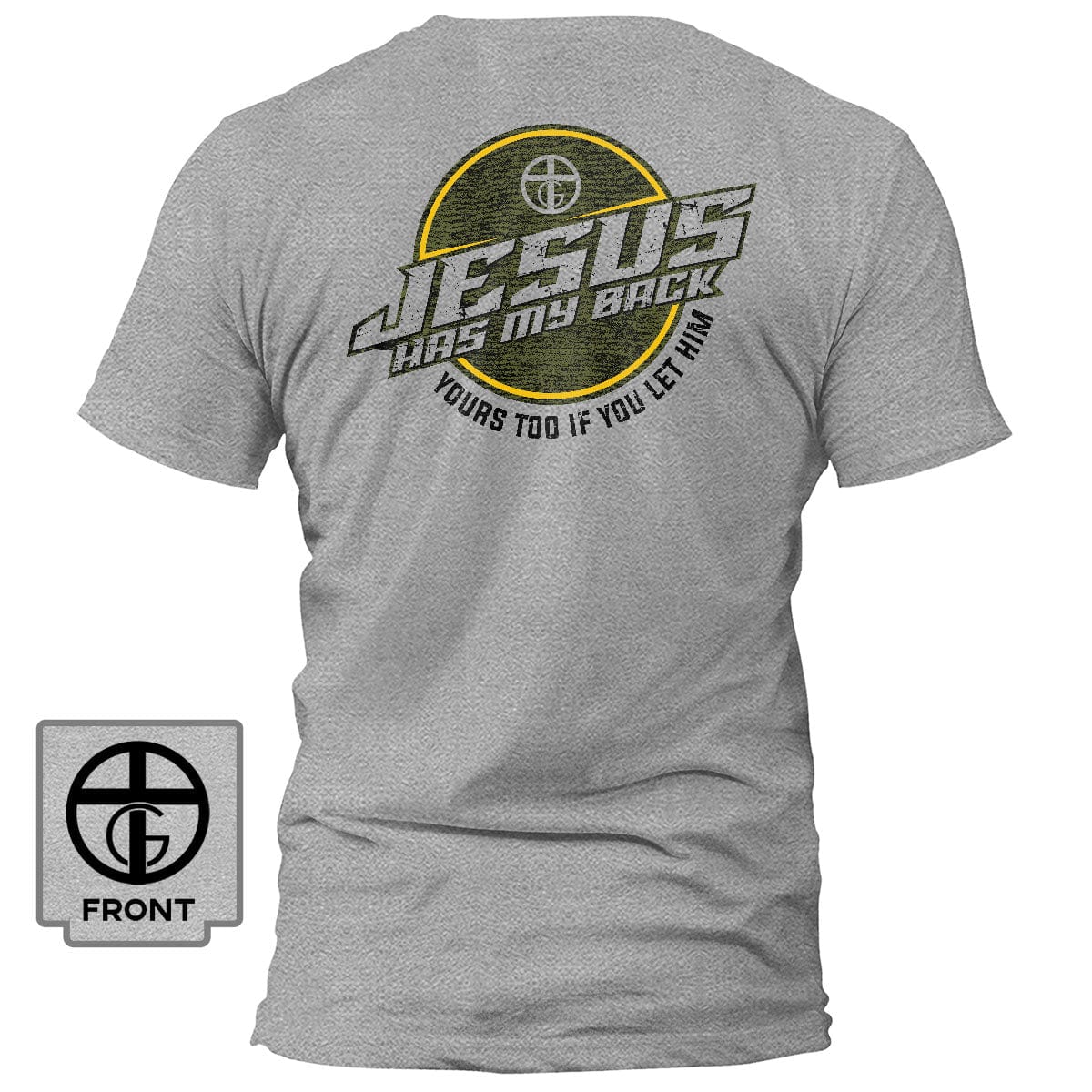 Our True God Apparel T-Shirt / Grey / S Jesus Has My Back T-Shirt