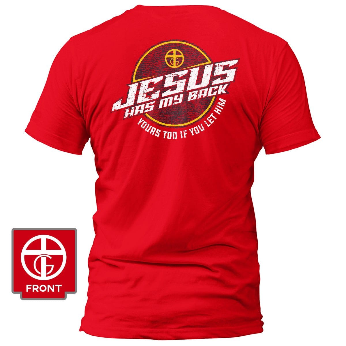 Our True God Apparel T-Shirt / Red / S Jesus Has My Back T-Shirt