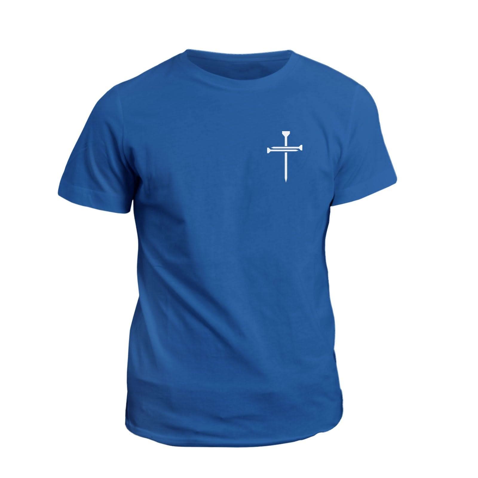 Our True God Apparel T-Shirt / Royal Blue / S Nail Cross Left Chest (Next Level Short Sleeve Crew)