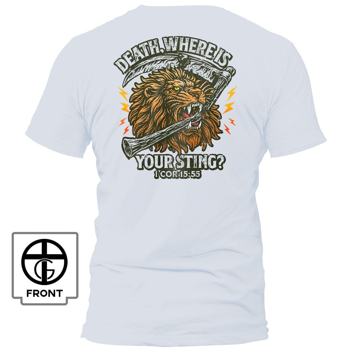 Our True God Apparel T-Shirt / White / S Death, Where is your Sting? - 1 COR 15:55 T-Shirt
