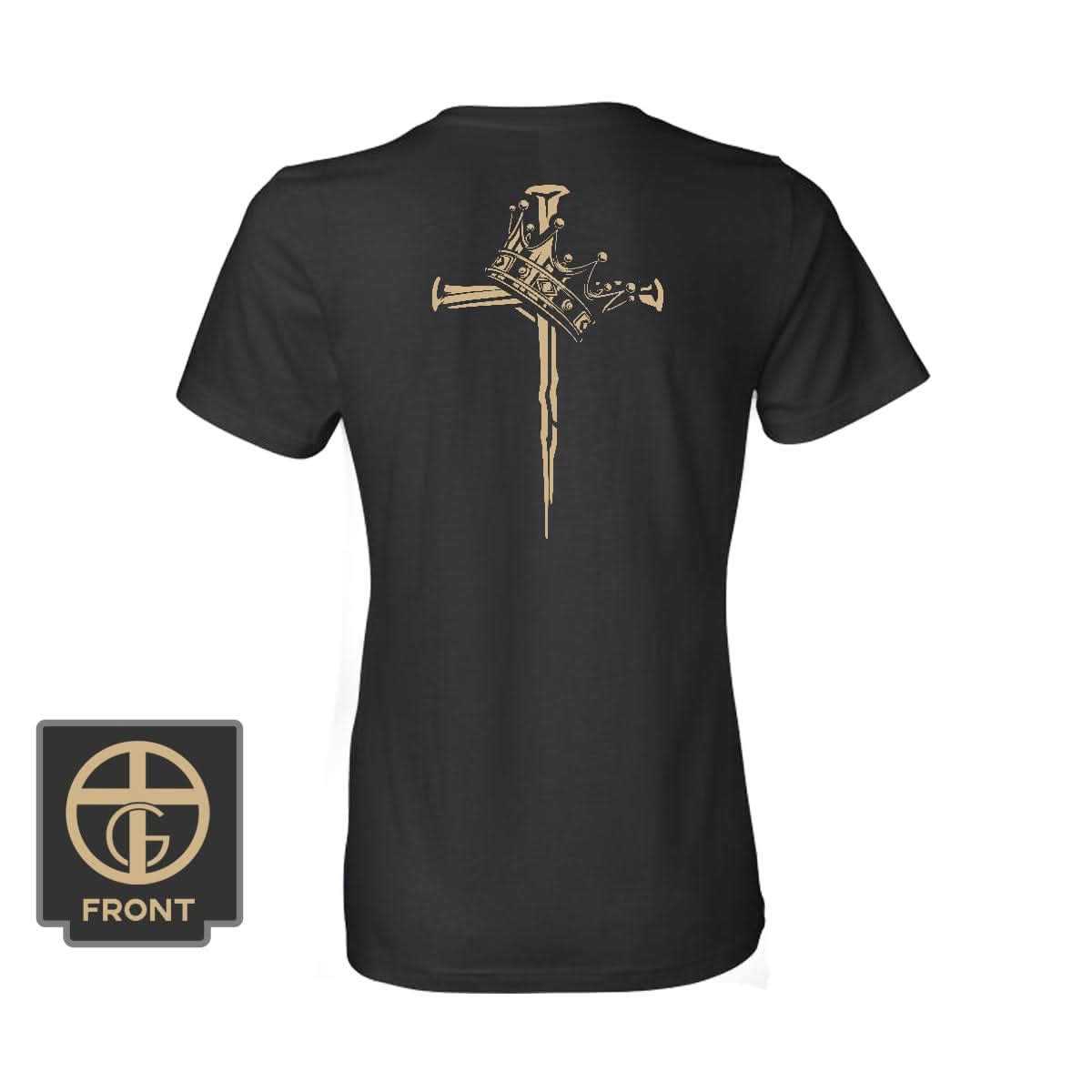 Our True God Apparel Women's Shirt / Black / S Cross and Crown (Back Print)