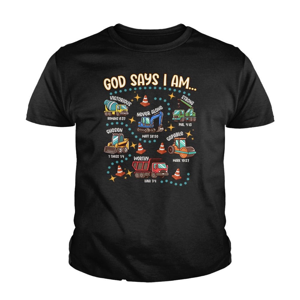 Our True God Apparel Youth / Black / XS God says I am.. Kids Shirts