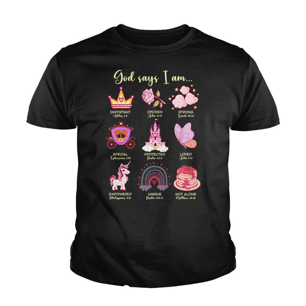Our True God Apparel Youth / Black / XS God Says I Am Kids Shirts