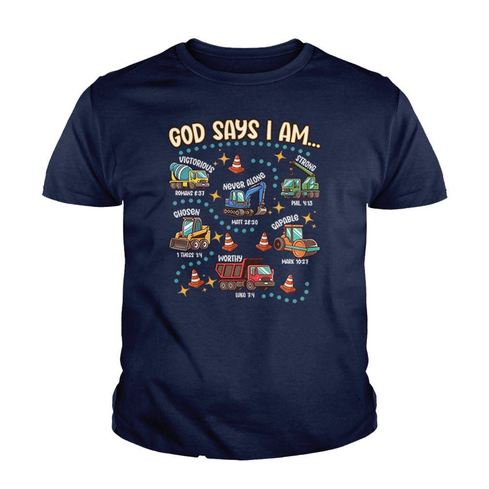 Our True God Apparel Youth / Navy Blue / XS God says I am.. Kids Shirts