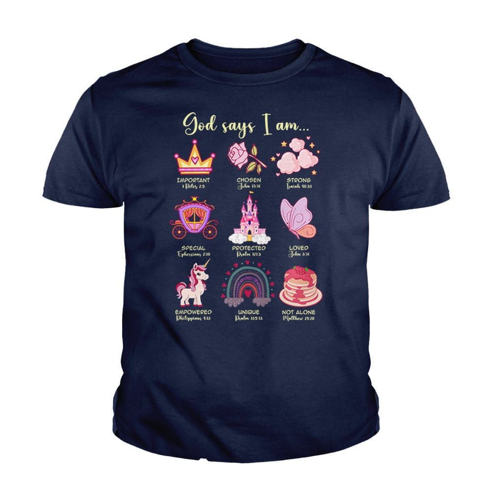 Our True God Apparel Youth / Navy Blue / XS God Says I Am Kids Shirts