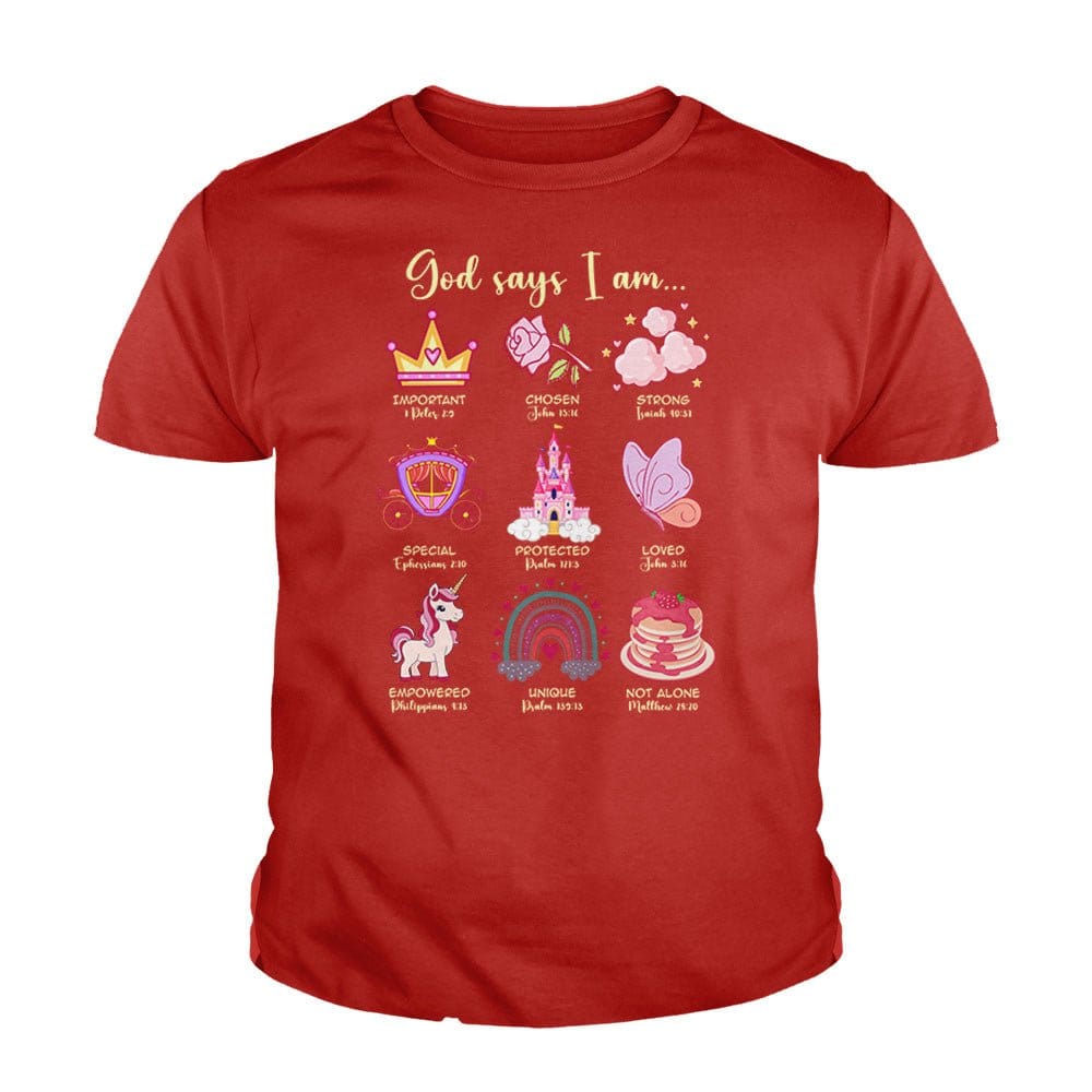 Our True God Apparel Youth / Red / XS God Says I Am Kids Shirts
