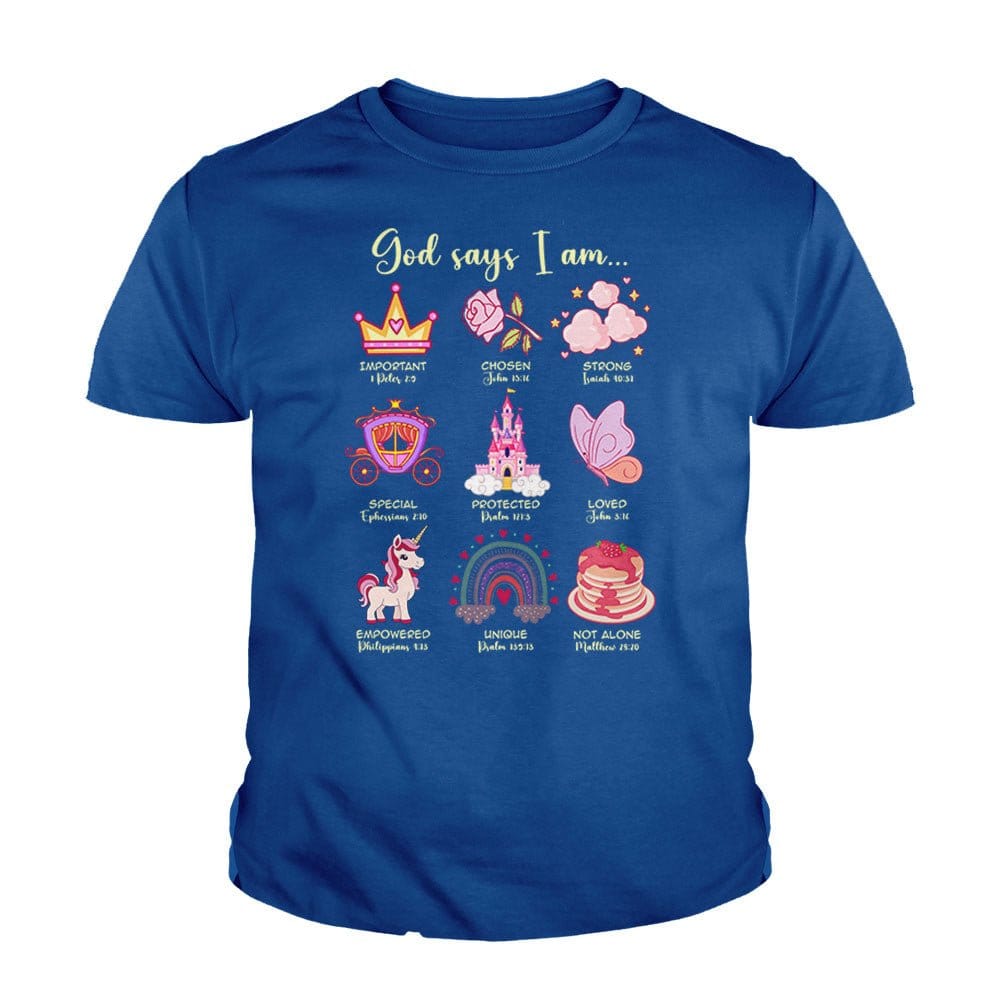 Our True God Apparel Youth / Royal Blue / XS God Says I Am Kids Shirts