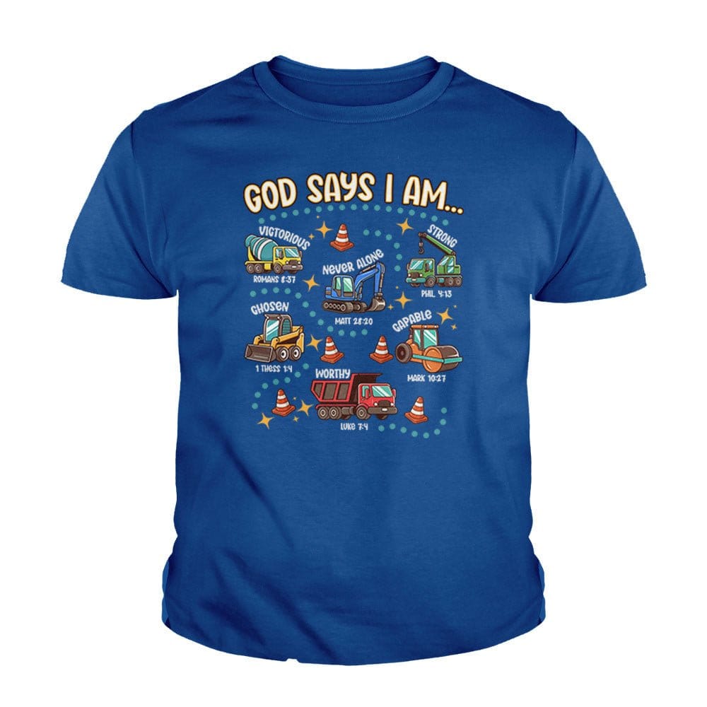 Our True God Apparel Youth / Royal Blue / XS God says I am.. Kids Shirts