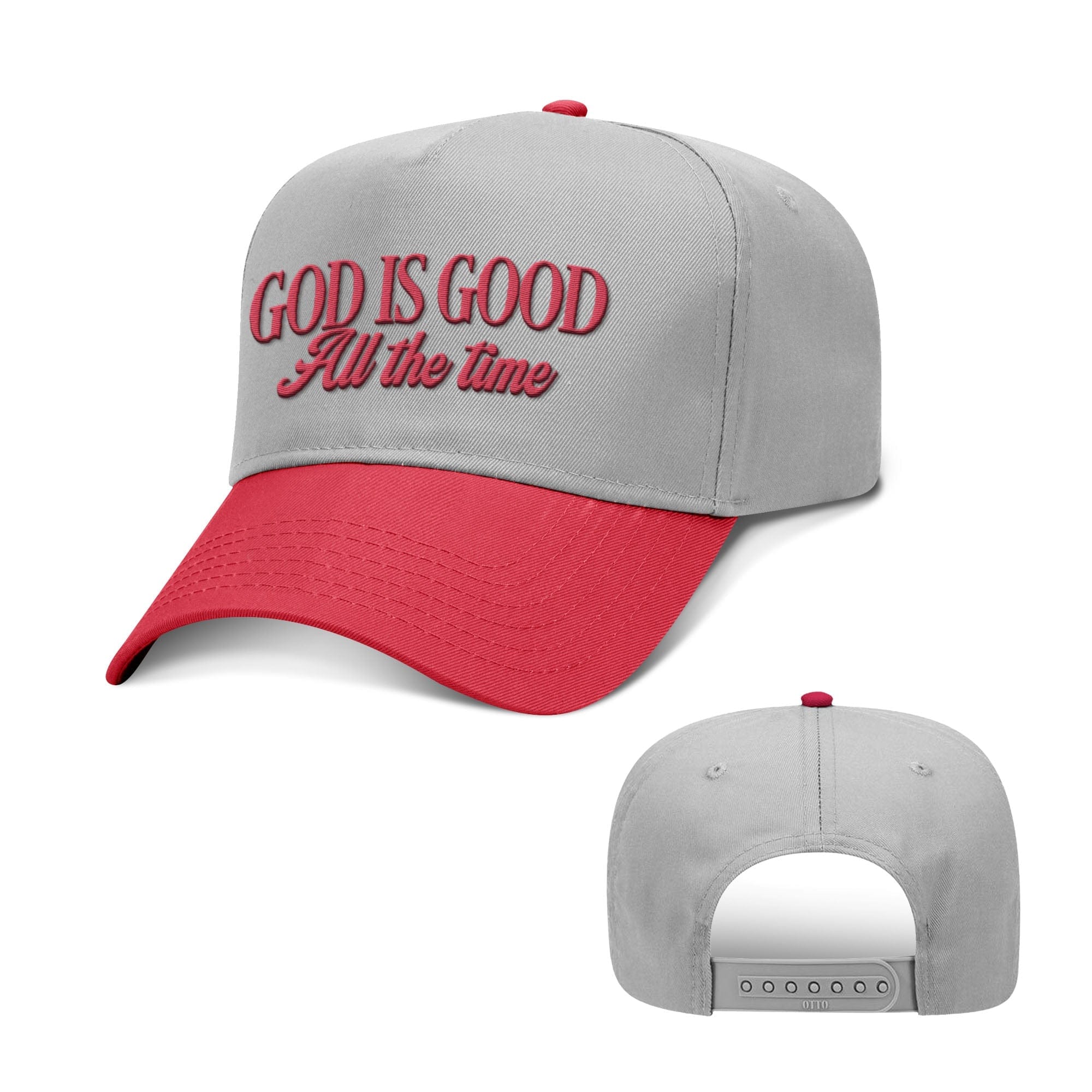 Our True God Hat Baseball / Red and Grey / One Size God Is Good All The Time Two Tone Hats