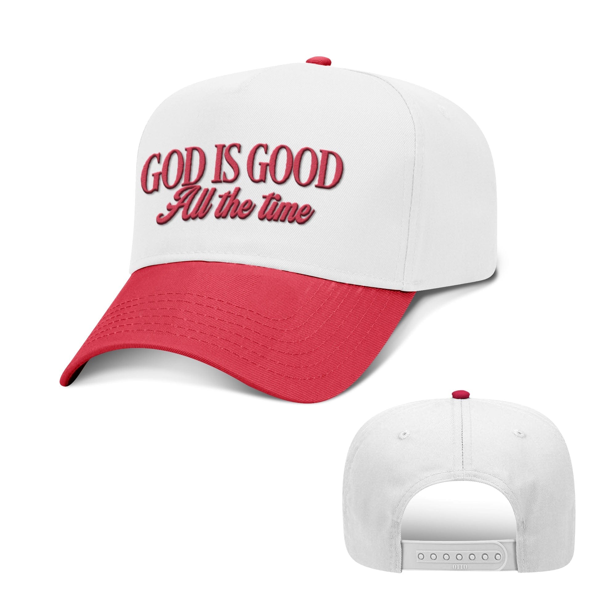 Our True God Hat Baseball / Red and White / One Size God Is Good All The Time Two Tone Hats