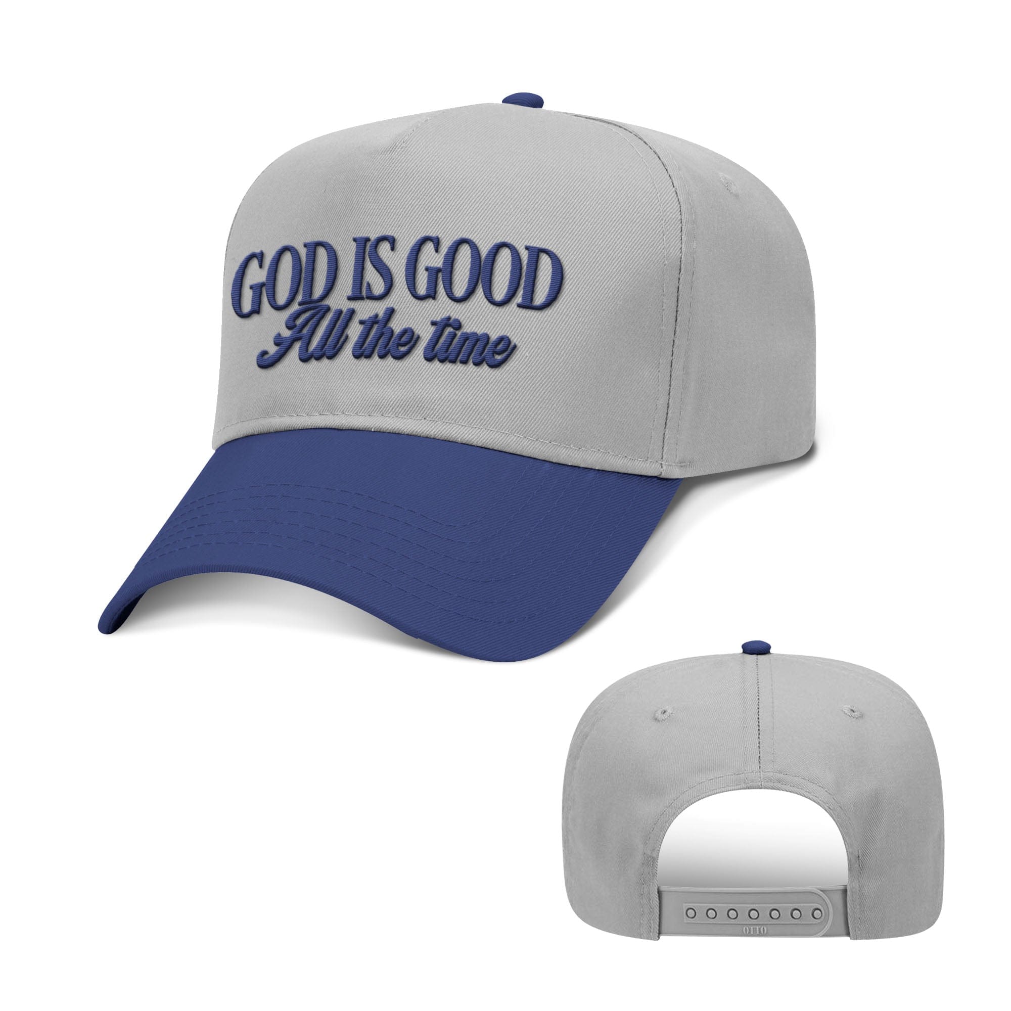 Our True God Hat Baseball / Royal Blue and Grey / One Size God Is Good All The Time Two Tone Hats