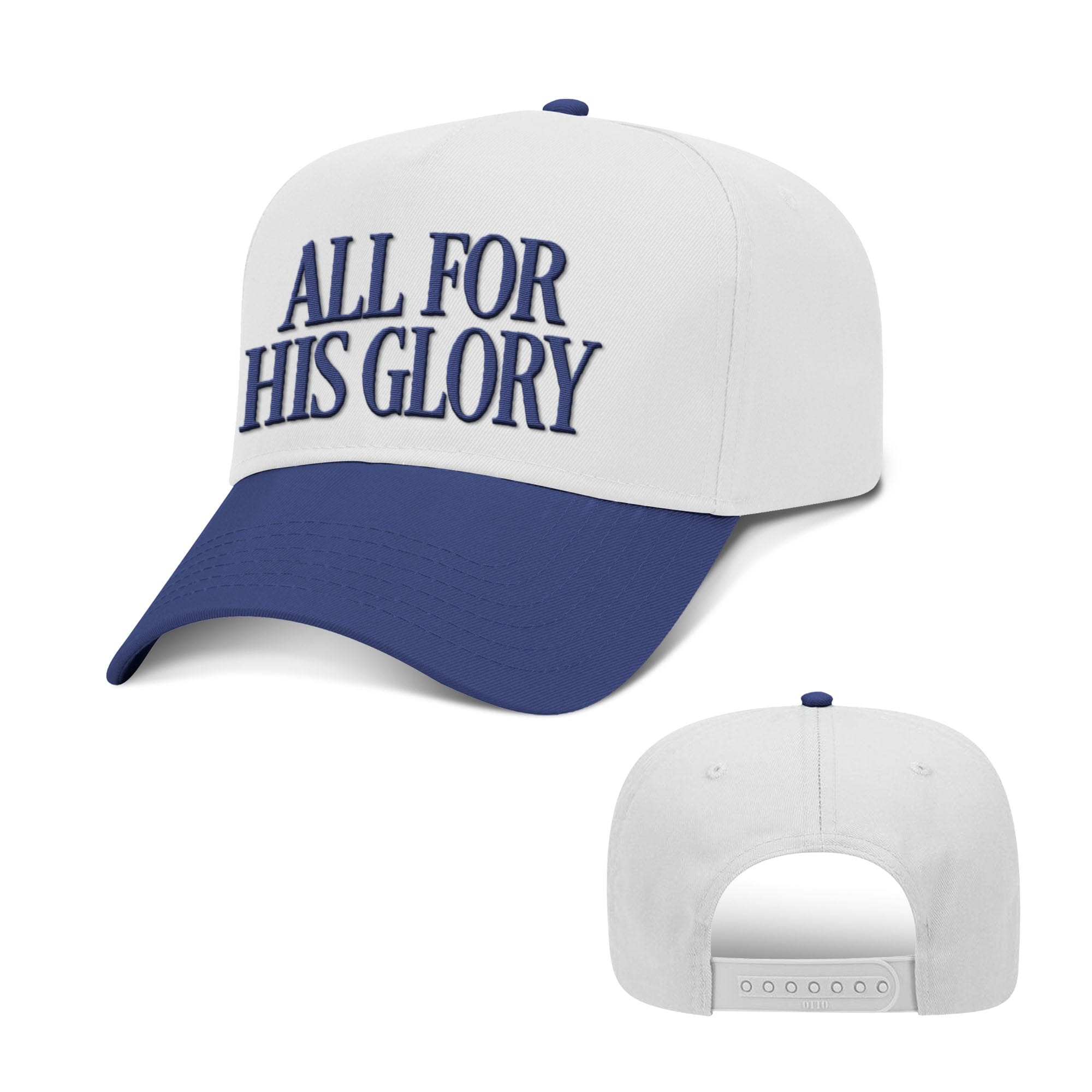 Our True God Hat Baseball / Royal Blue and White / One Size All For His Glory Two Tone Hats