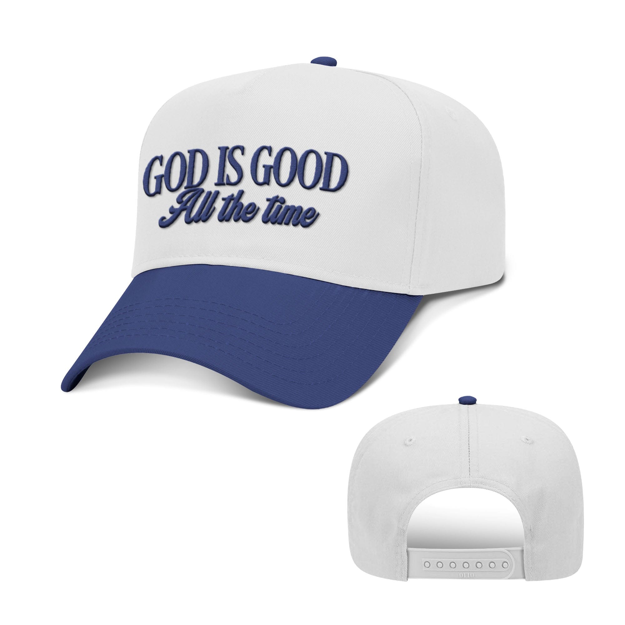 Our True God Hat Baseball / Royal Blue and White / One Size God Is Good All The Time Two Tone Hats