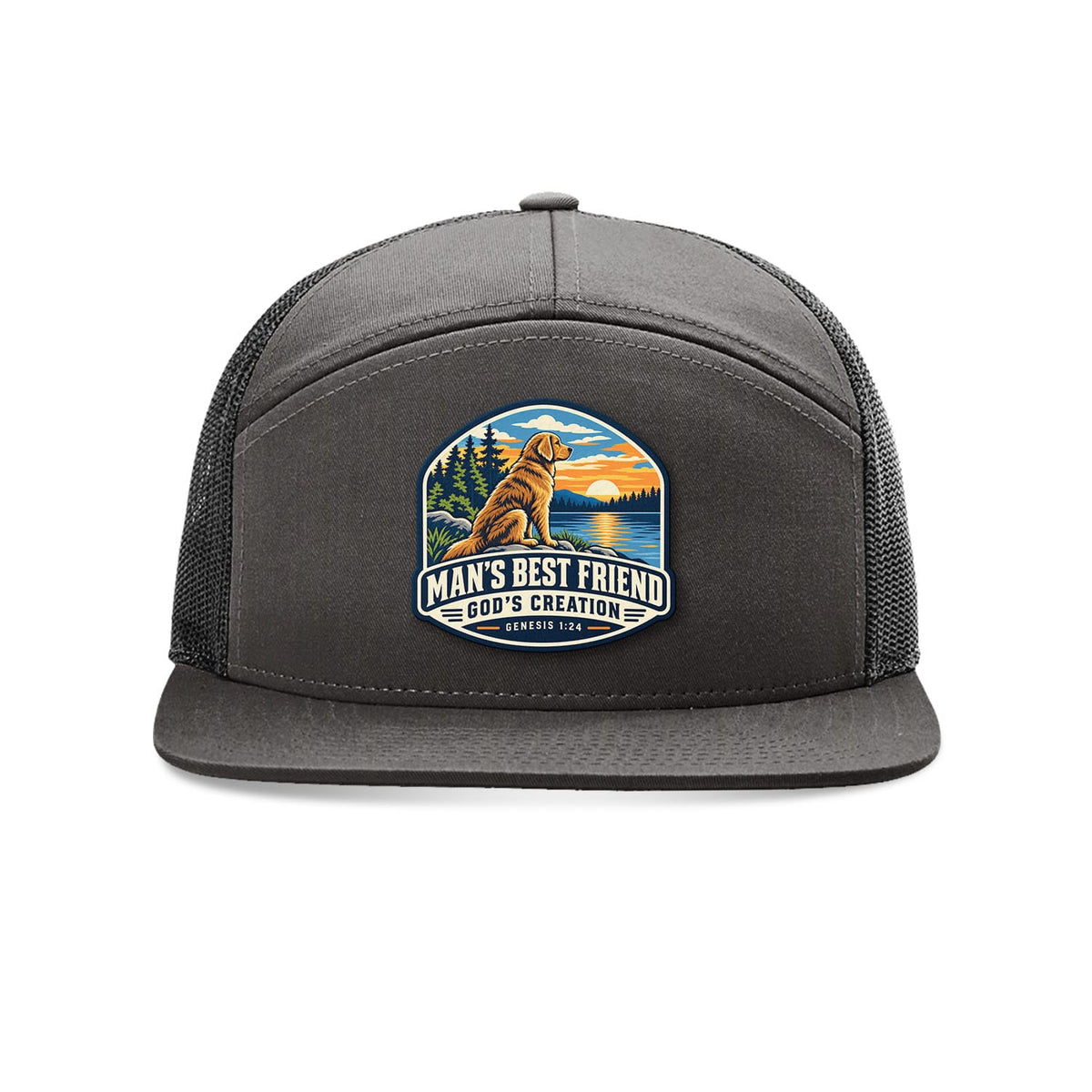 Our True God Hat Charcoal and Black Man’s Best Friend Trucker Hat
