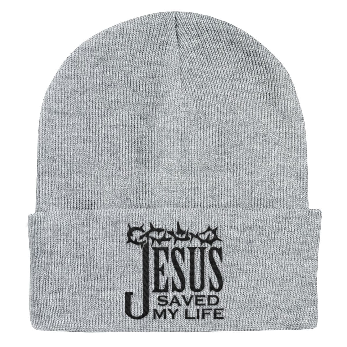 Our True God Hat Cuffed Beanies / Heather Grey / One Size Jesus Saved My Life Beanies