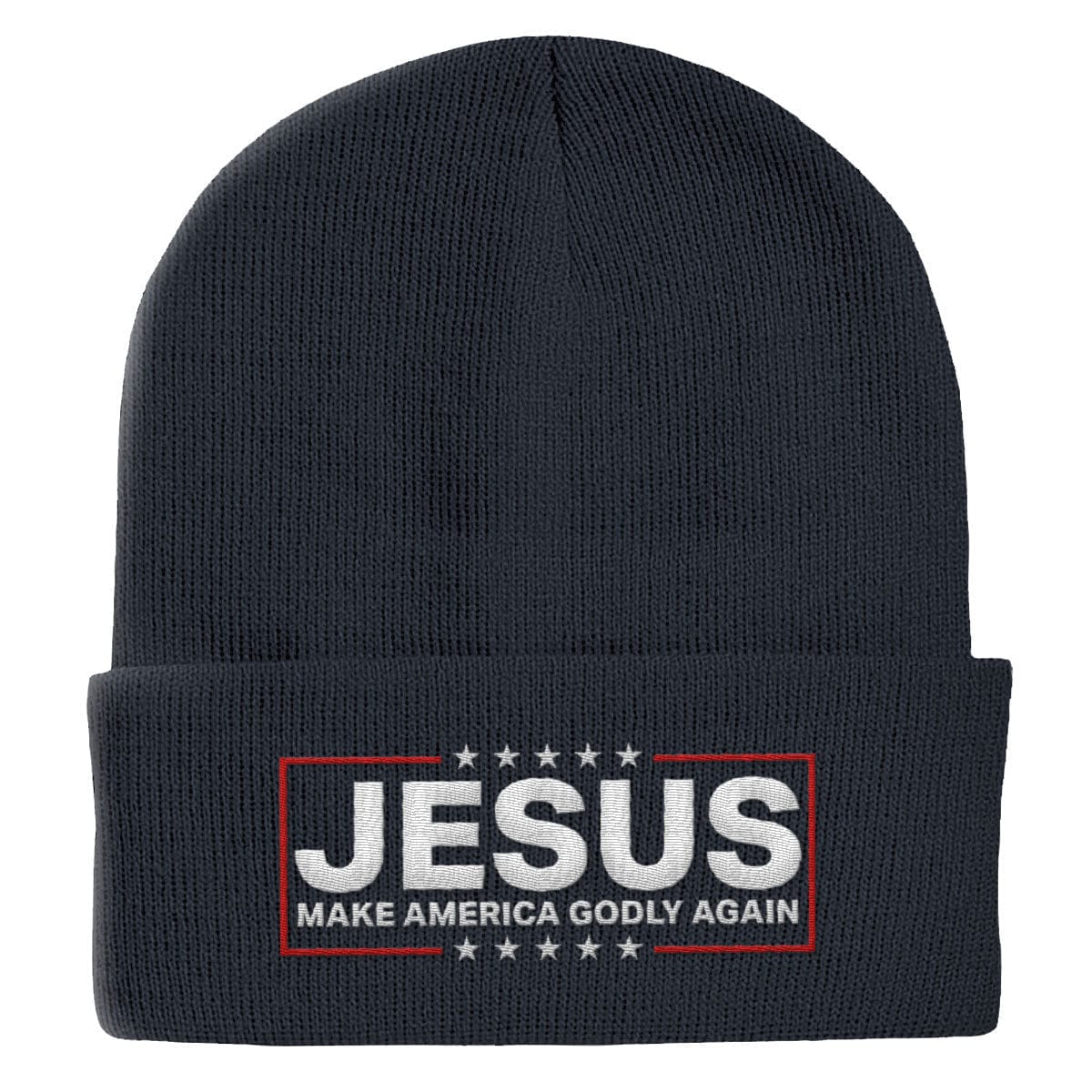 Our True God Hat Cuffed Beanies / Navy / One Size Jesus Make America Godly Again Beanies