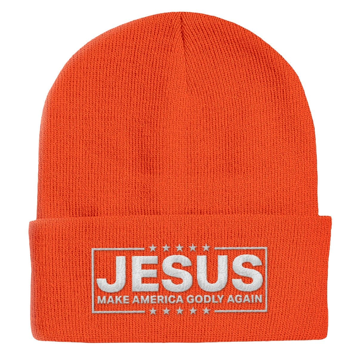 Our True God Hat Cuffed Beanies / Orange / One Size Jesus Make America Godly Again Beanies