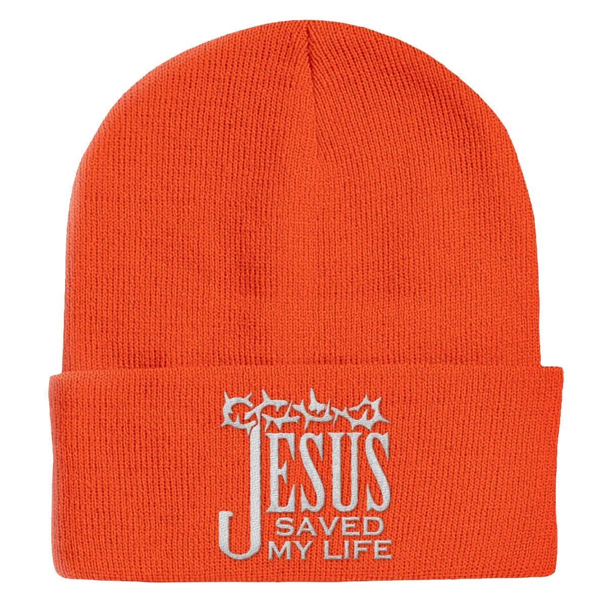Our True God Hat Cuffed Beanies / Orange / One Size Jesus Saved My Life Beanies