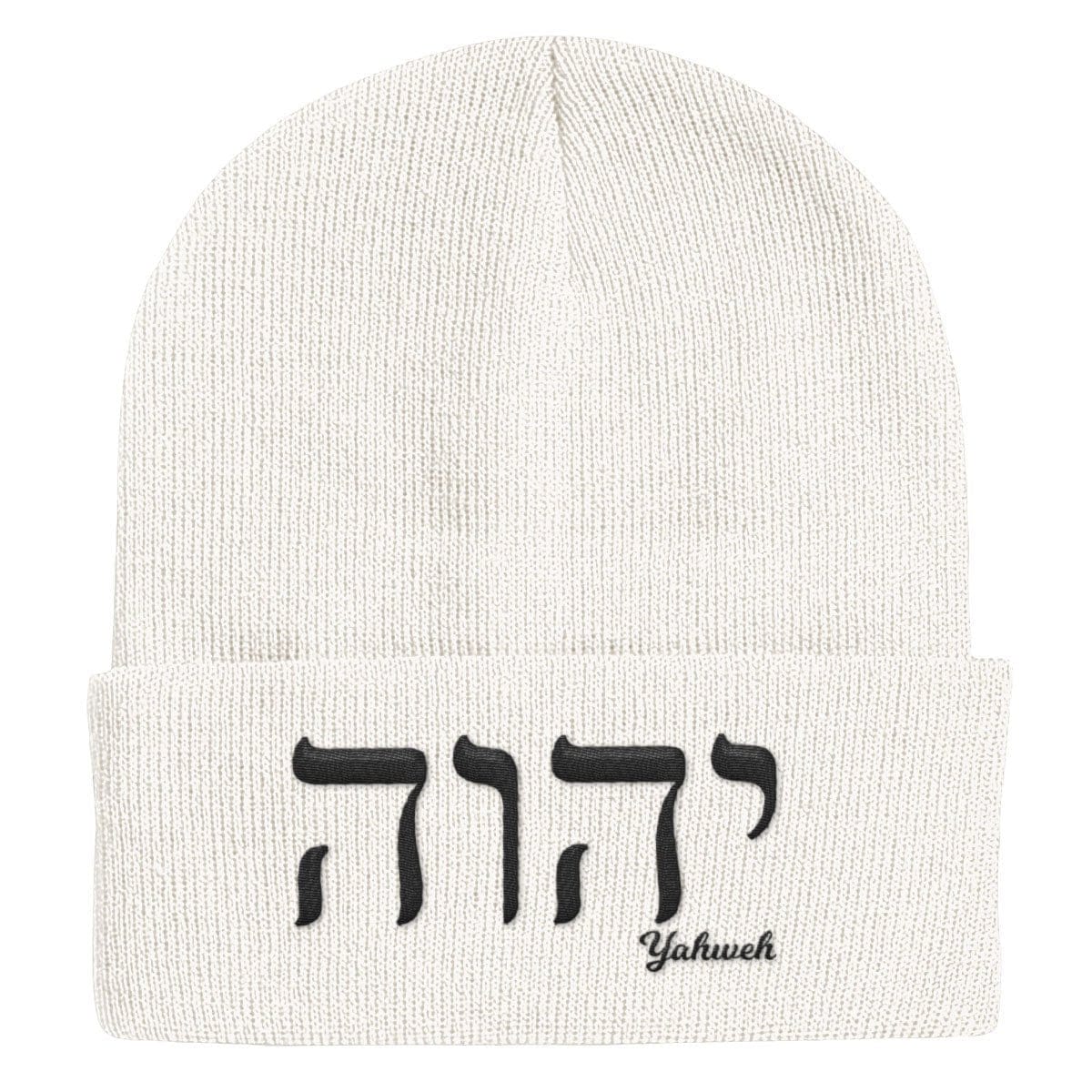 Our True God Hat Cuffed Beanies / White / One Size Yahweh Beanies