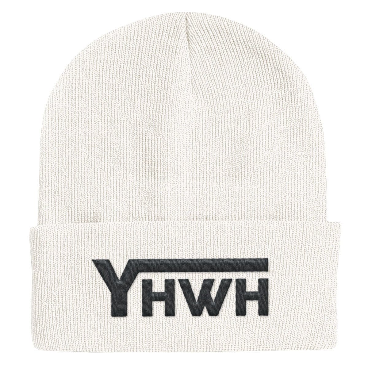 Our True God Hat Cuffed Beanies / White / One Size YHWH Beanies