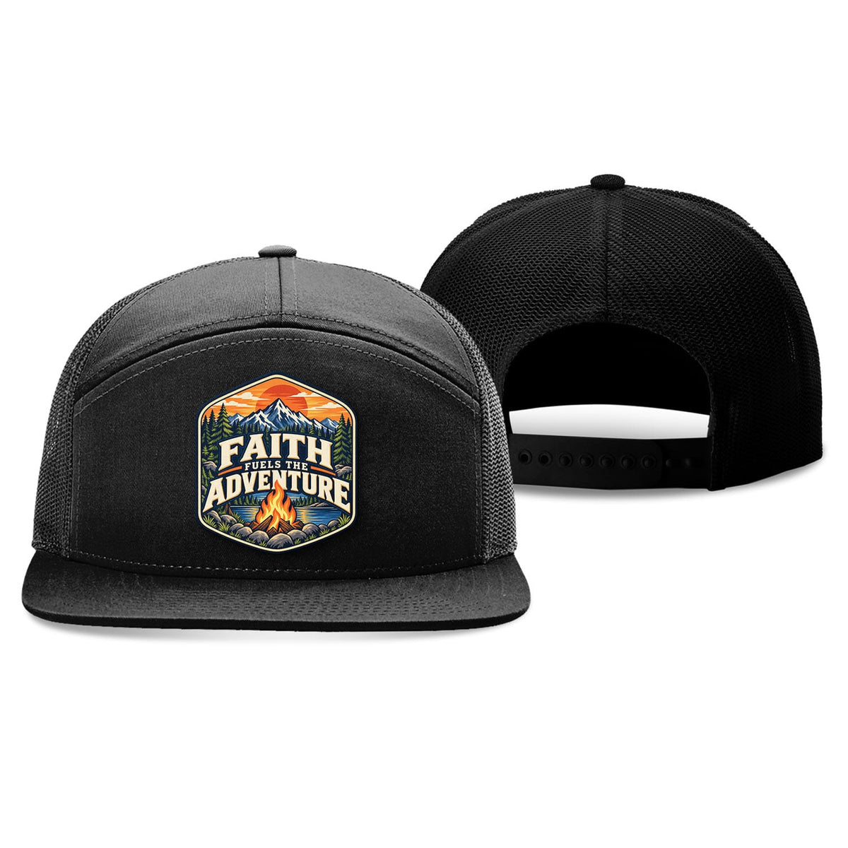 Our True God Hat Faith Fuels the Adventure Trucker Hat